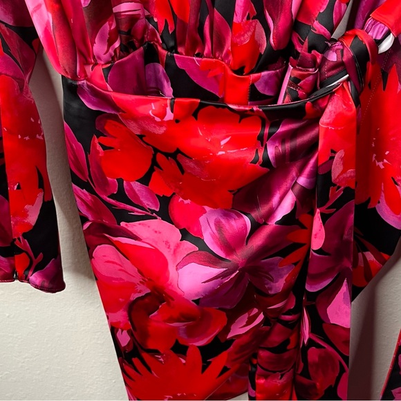 NBD Levigne Floral Mini Dress Long Sleeve Puffy Sleeves XS Wrap Revolve - Picture 6 of 12